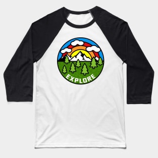 Explore Hiking Outdoors Nature Mountains Climbing Camping National Park Forest Baseball T-Shirt